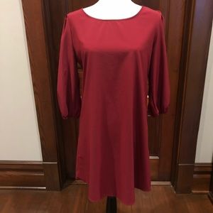 3/4 sleeved burgundy dress